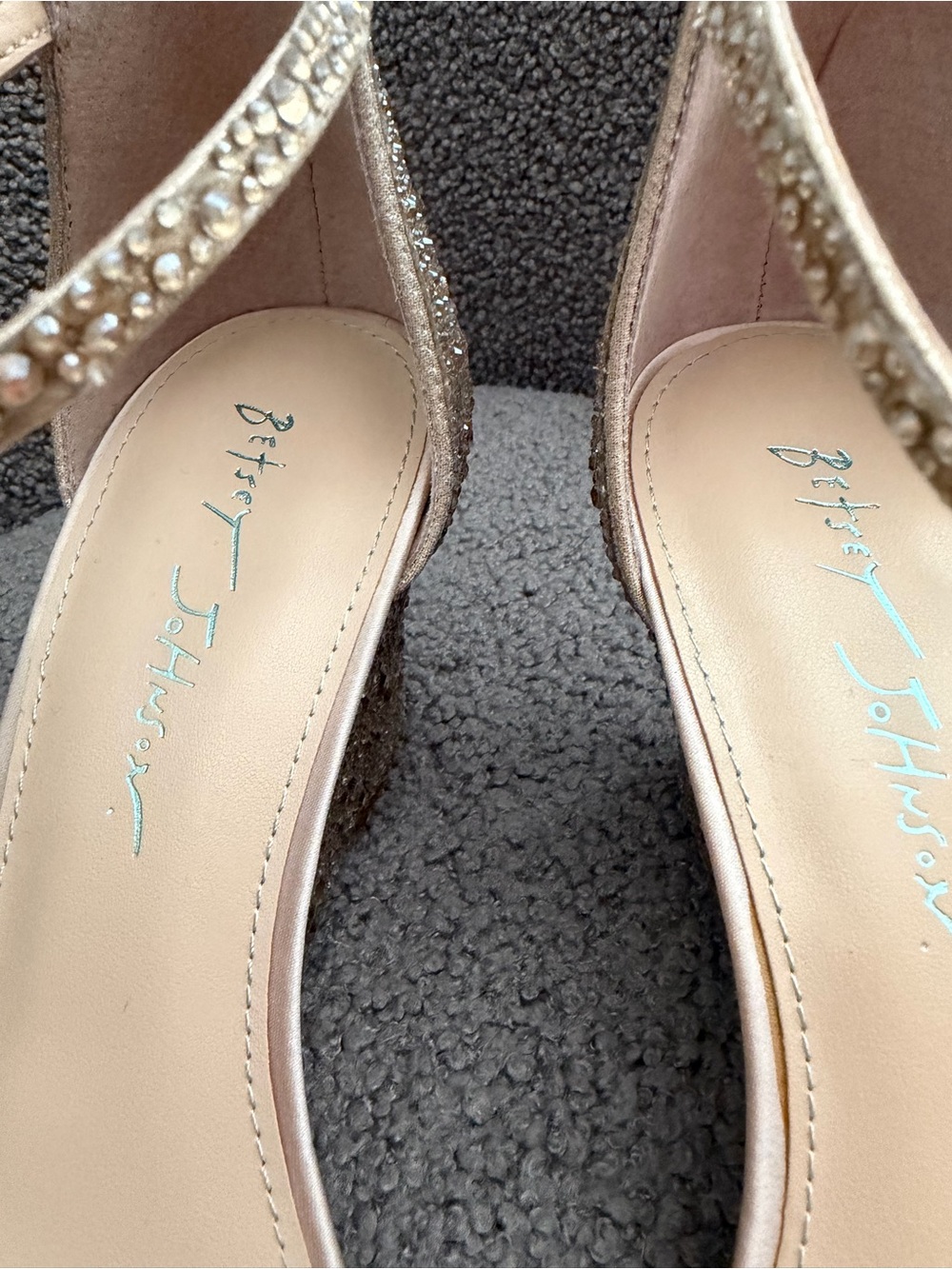 Betsey Johnson Champagne Gold Rhinestone Wedge Sandals - Picture 8 of 8
